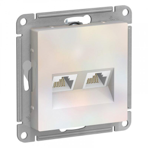 Розетка компьютерная двойная RJ45 Systeme Electric AtlasDesign 5e кат UTP жемчужная ATN000485
