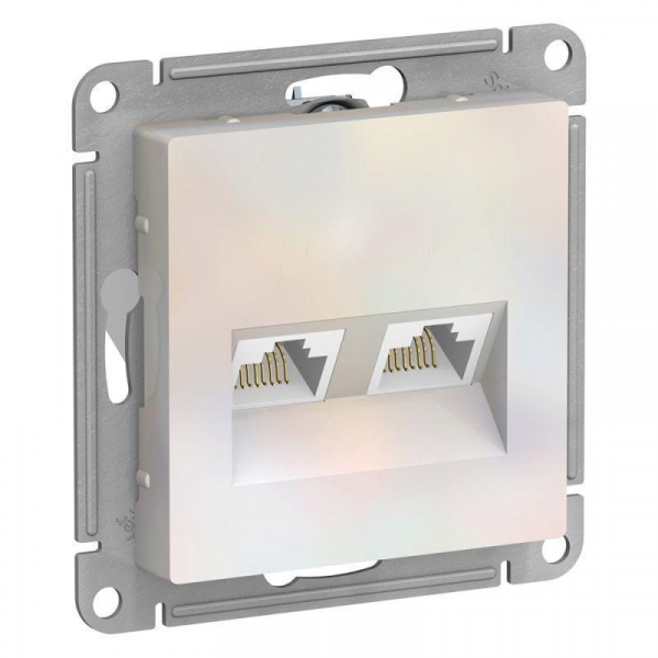 Розетка компьютерная двойная RJ45 Systeme Electric AtlasDesign 5e кат UTP жемчужная ATN000485 Розетка компьютерная двойная RJ45 Systeme Electric AtlasDesign 5e кат UTP жемчужная ATN000485