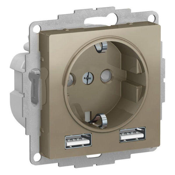 Розетка 2К+3/2хUSB Systeme Electric AtlasDesign 16A 250V Type A+A шампань ATN000530 Розетка 2К+3/2хUSB Systeme Electric AtlasDesign 16A 250V Type A+A шампань ATN000530