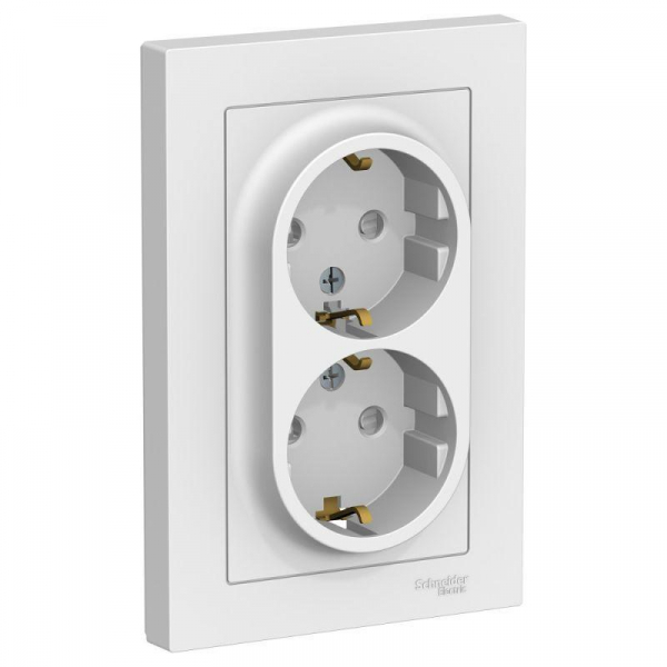 Розетка двойная 2К+З Systeme Electric AtlasDesign 16A 250V со шторками белая ATN000126 Розетка двойная 2К+З Systeme Electric AtlasDesign 16A 250V со шторками белая ATN000126