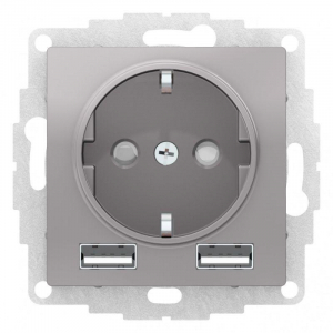 Розетка 2К+3/2хUSB Systeme Electric AtlasDesign 16A 250V Type A+A алюминий ATN000330