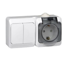 Блок розетка-выключатель Systeme Electric Этюд белый BPA16-242B