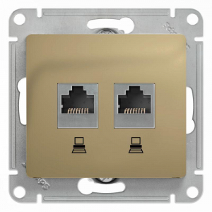 Розетка компьютерная двойная RJ45 Systeme Electric Glossa 5e кат UTP титан GSL000485KK