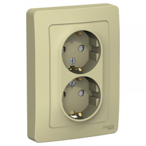 Розетка двойная 2К+З Systeme Electric Blanca 16A 250V со шторками бежевая BLNRS001127