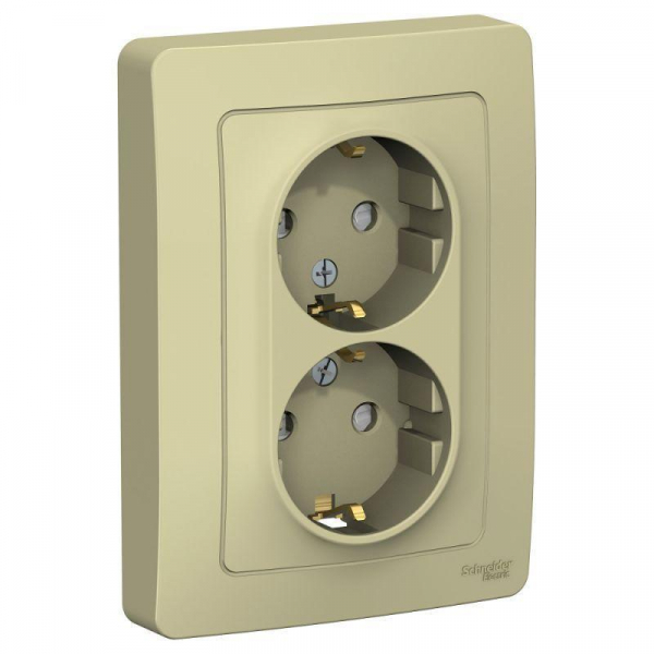 Розетка двойная 2К+З Systeme Electric Blanca 16A 250V со шторками бежевая BLNRS001127 Розетка двойная 2К+З Systeme Electric Blanca 16A 250V со шторками бежевая BLNRS001127