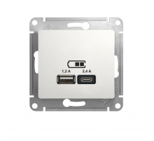 Розетка 2хUSB Systeme Electric Glossa Type A+C белая GSL000139