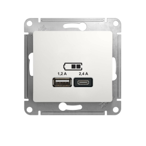 Розетка 2хUSB Systeme Electric Glossa Type A+C белая GSL000139