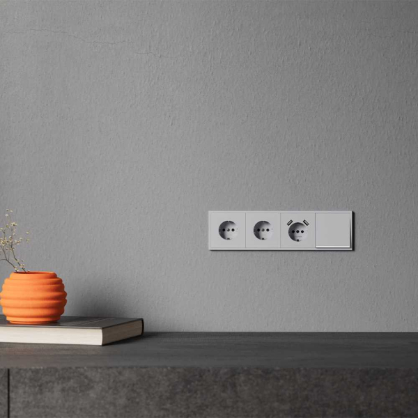 Клавиша для выключателя/переключателя одноклавишного с подсветкой, S70 (серый) Voltum VLS000216