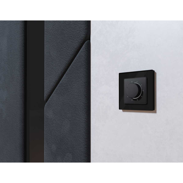 Лицевая панель терморегулятора теплого пола механического, Графит мягкое касание, ALFA Quant Ambrella Volt AP9057