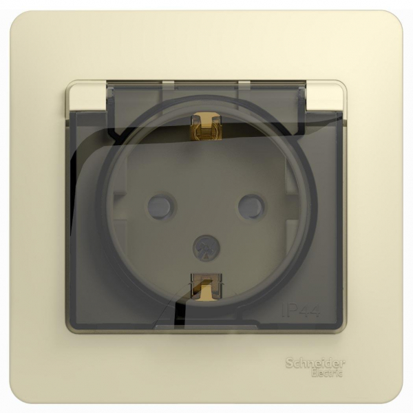 Розетка 2К+З Systeme Electric Glossa 16A 250V со шторками и крышкой бежевая GSL000248 Розетка 2К+З Systeme Electric Glossa 16A 250V со шторками и крышкой бежевая GSL000248