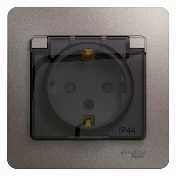 Розетка 2К+З Systeme Electric Glossa 16A 250V со шторками и крышкой платина GSL001248 Розетка 2К+З Systeme Electric Glossa 16A 250V со шторками и крышкой платина GSL001248