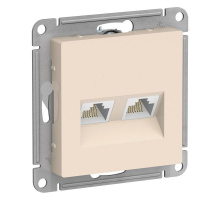 Розетка компьютерная двойная RJ45 Systeme Electric AtlasDesign 5e кат UTP бежевая ATN000285