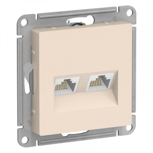 Розетка компьютерная двойная RJ45 Systeme Electric AtlasDesign 5e кат UTP бежевая ATN000285