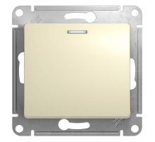 Переключатель одноклавишный проходной Systeme Electric Glossa 10A 250V с подсветкой бежевый GSL000263