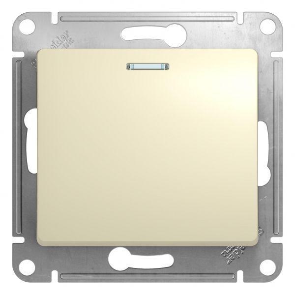 Переключатель одноклавишный проходной Systeme Electric Glossa 10A 250V с подсветкой бежевый GSL000263 Переключатель одноклавишный проходной Systeme Electric Glossa 10A 250V с подсветкой бежевый GSL000263