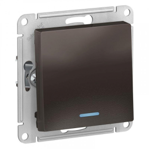 Выключатель одноклавишный Systeme Electric AtlasDesign 10A 250V с подсветкой мокко ATN000613