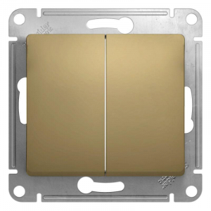 Переключатель двухклавишный проходной Systeme Electric Glossa 10A 250V титан GSL000465