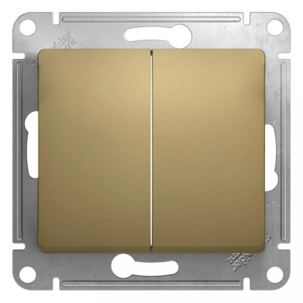 Переключатель двухклавишный проходной Systeme Electric Glossa 10A 250V титан GSL000465 Переключатель двухклавишный проходной Systeme Electric Glossa 10A 250V титан GSL000465