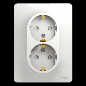 Розетка двойная 2К+З Systeme Electric Glossa 16A 250V со шторками белая GSL000126