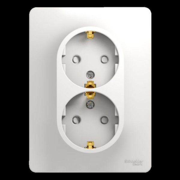 Розетка двойная 2К+З Systeme Electric Glossa 16A 250V со шторками белая GSL000126 Розетка двойная 2К+З Systeme Electric Glossa 16A 250V со шторками белая GSL000126