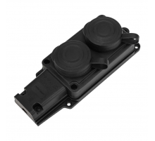 Колодка каучуковая 2 гнезда с крышкой черная, с/з, 16А, IP44, PROconnect 111-112-4