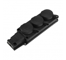 Колодка каучуковая 3 гнезда с крышкой черная, с/з, 16А, IP44, PROconnect 111-113-4