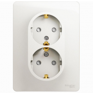 Розетка двойная 2К+З Systeme Electric Glossa 16A 250V со шторками перламутр GSL000626