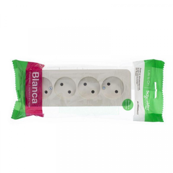 Розетка четырехместная 2К Systeme Electric Blanca 16A 250V бежевая BLNRA000417 Розетка четырехместная 2К Systeme Electric Blanca 16A 250V бежевая BLNRA000417