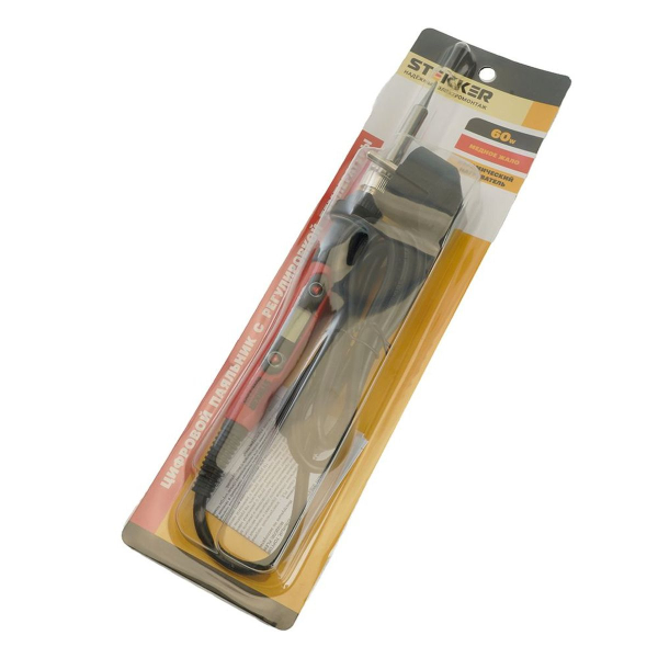 Паяльник с регулировкой температуры цифровой до500С с керам.нагревателем,60Вт,долговечное жало,230В, Stekker PLE702-60 49818