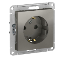Розетка 2К+З Systeme Electric AtlasDesign 16A 250V со шторками сталь ATN000945
