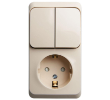 Блок розетка-выключатель Systeme Electric Этюд кремовый BPA16-202K