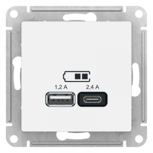 Розетка 2хUSB Systeme Electric AtlasDesign Type A+C белая ATN000139