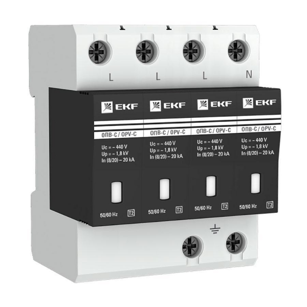 Ограничитель импульсных напряжений ОПВ-C/4P In 20кА 385В с сигн. EKF PROxima opv-c4