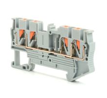 Зажим пружинный, 4-проводной проходной ЗНИ - 2,5 ,JXB PT 2,5 , серый LD574-1-25