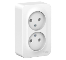 Розетка двойная 2К Systeme Electric Blanca 16A 250V со шторками белая BLNRA001211