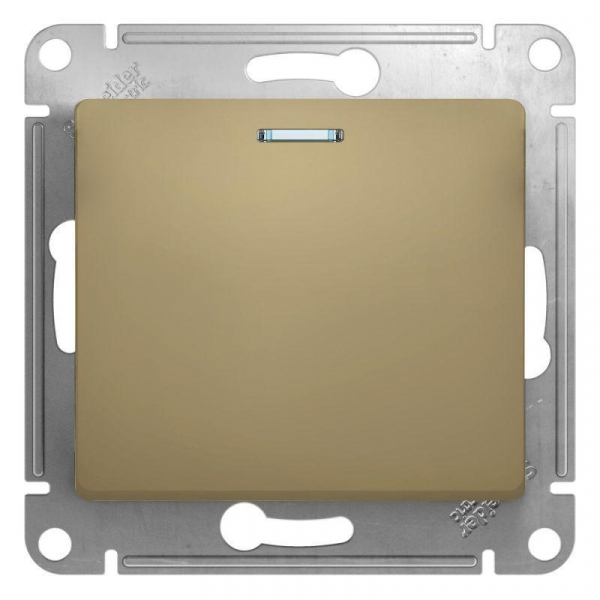 Переключатель одноклавишный проходной Systeme Electric Glossa 10A 250V с подсветкой титан GSL000463 Переключатель одноклавишный проходной Systeme Electric Glossa 10A 250V с подсветкой титан GSL000463