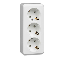 Розетка тройная 2К+3 Systeme Electric Этюд 16A 250V со шторками белая PA16-012B