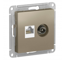 Розетка компьютерная RJ45/TV Systeme Electric AtlasDesign 5e кат UTP шампань ATN000589