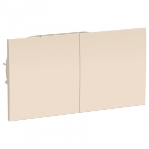 Розетка двойная 2К+З Systeme Electric AtlasDesign 16A 250V со шторками и крышкой бежевая ATN000228