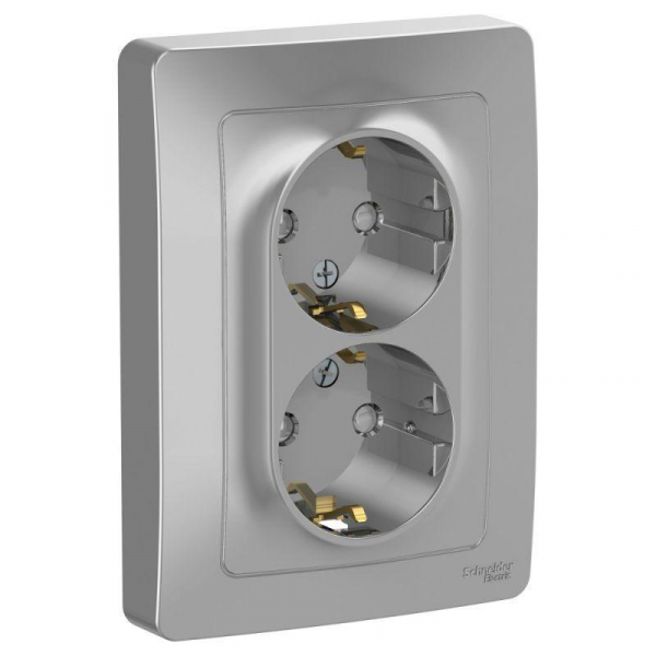 Розетка двойная 2К+З Systeme Electric Blanca 16A 250V со шторками алюминий BLNRS001123 Розетка двойная 2К+З Systeme Electric Blanca 16A 250V со шторками алюминий BLNRS001123