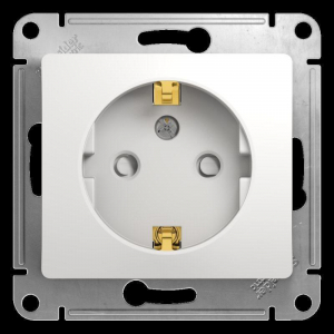 Розетка 2К+З Systeme Electric Glossa 16A 250V со шторками белая GSL000145