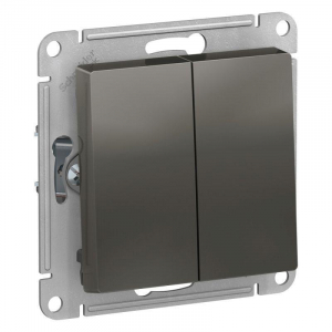 Переключатель двухклавишный проходной Systeme Electric AtlasDesign 10A 250V сталь ATN000965