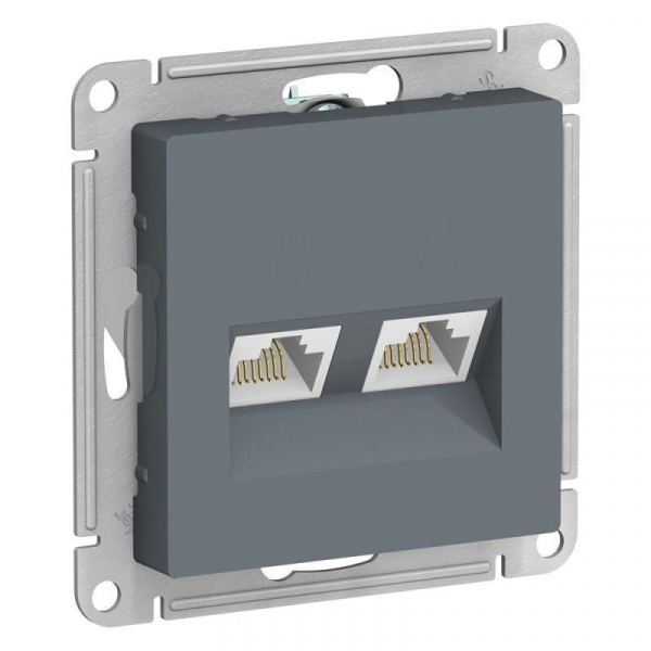 Розетка компьютерная двойная RJ45 Systeme Electric AtlasDesign 5e кат UTP грифель ATN000785 Розетка компьютерная двойная RJ45 Systeme Electric AtlasDesign 5e кат UTP грифель ATN000785