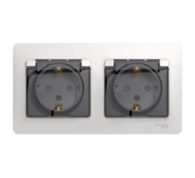 Розетка двойная 2К+З Systeme Electric Glossa 16A 250V со шторками белая GSL000147