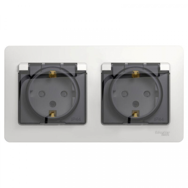 Розетка двойная 2К+З Systeme Electric Glossa 16A 250V со шторками белая GSL000147 Розетка двойная 2К+З Systeme Electric Glossa 16A 250V со шторками белая GSL000147