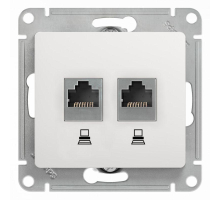 Розетка компьютерная двойная RJ45 Systeme Electric Glossa 5e кат UTP белая GSL000185KK