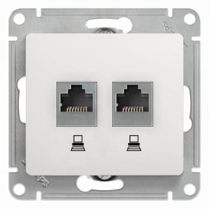 Розетка компьютерная двойная RJ45 Systeme Electric Glossa 5e кат UTP белая GSL000185KK