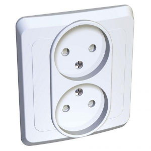 Розетка двойная 2К Systeme Electric Этюд 16A 250V со шторками белая PC16-006B