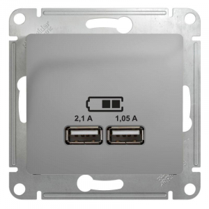 Розетка двойная USB Systeme Electric Glossa Type A+A алюминий GSL000333