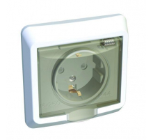 Розетка 2К+З Systeme Electric Этюд 16A 250V с крышкой шторками белая PC16-044B